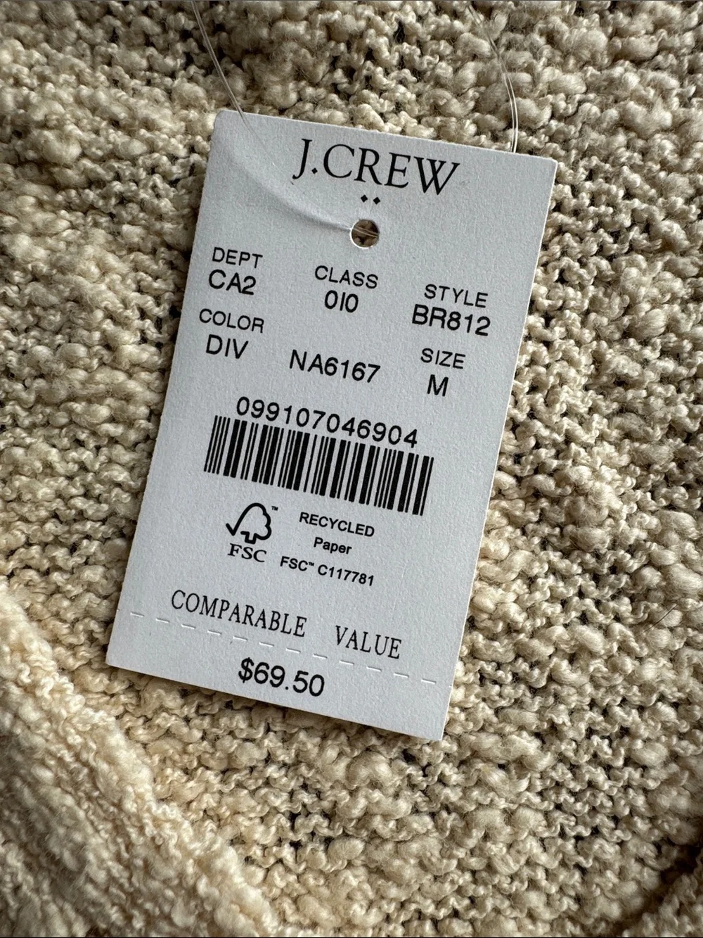 J. Crew Cream V-Neck Sleeveless Knit Tank size M